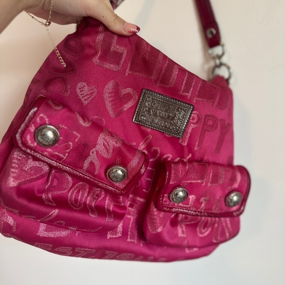 Glam Hot Pink Coach x Poppy Tote Purse - Picture 7 of 7